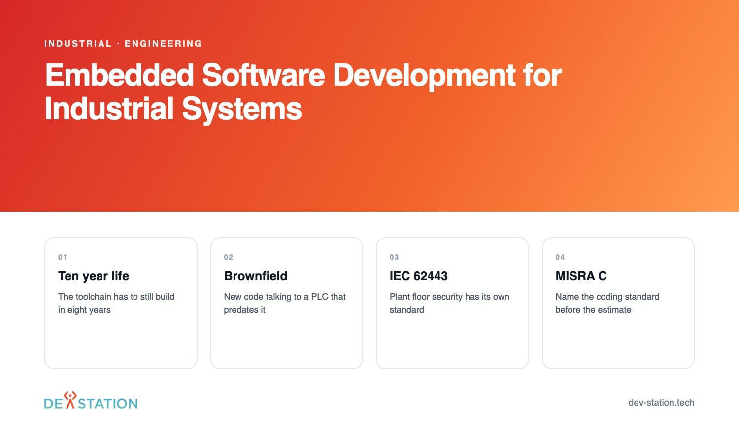 Embedded software development for industrial systems